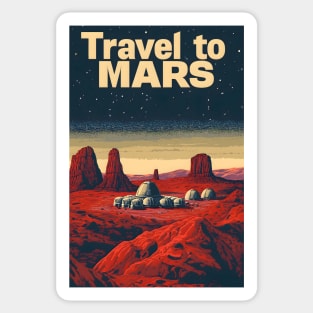 Travel to Mars - Vintage Poster Style - Space Sticker